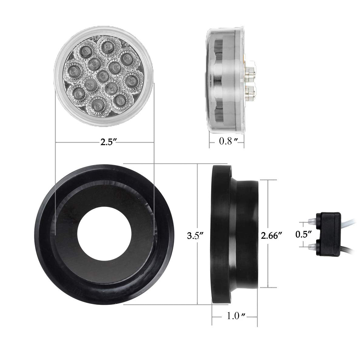 Partsam 2-prong plug marker light setup for screw-free installation