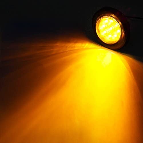 Partsam 2-inch amber LED marker light, clear lens, ideal for trucks.