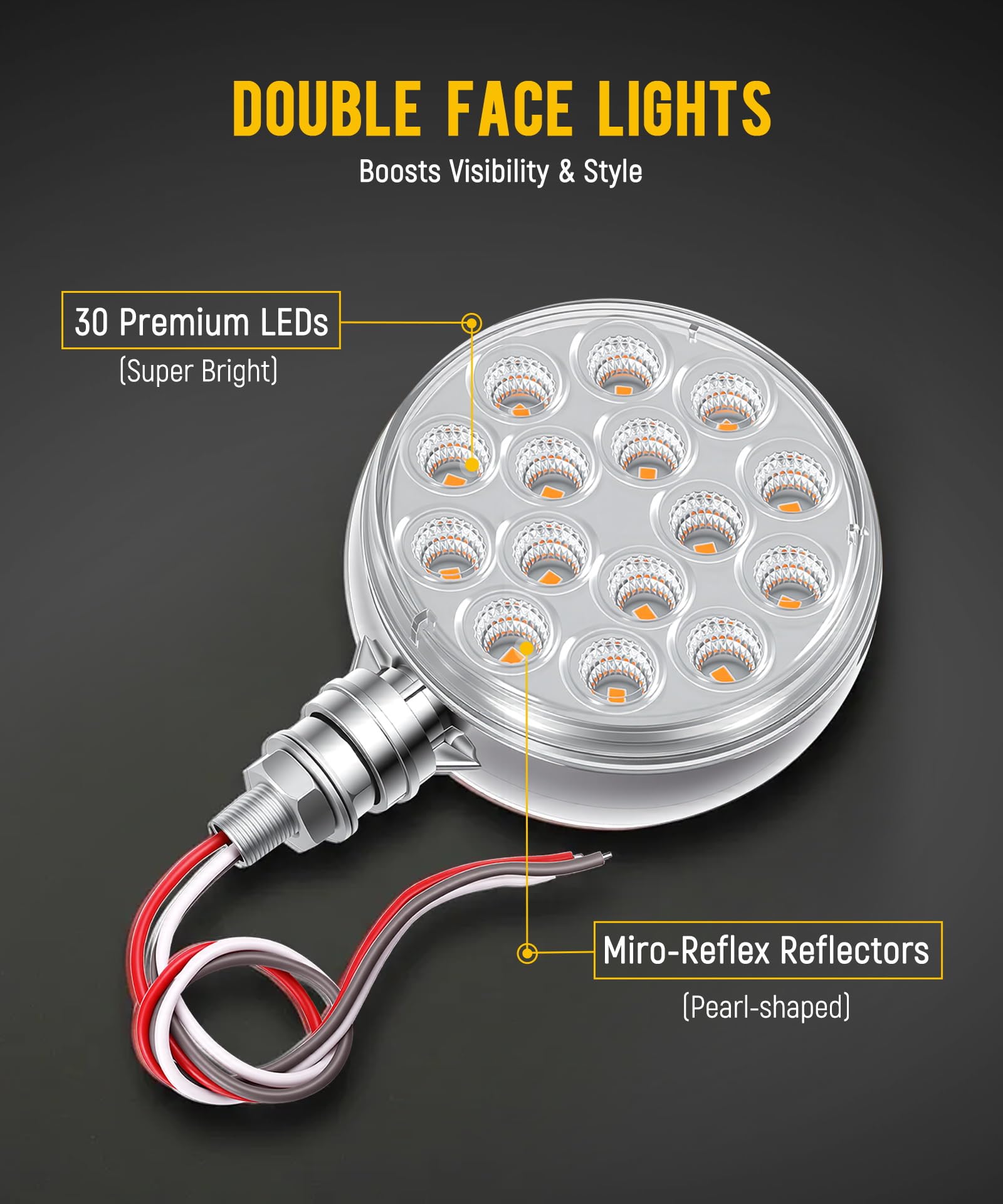 Partsam 2pc 3-inch dual-face light with red rear signal