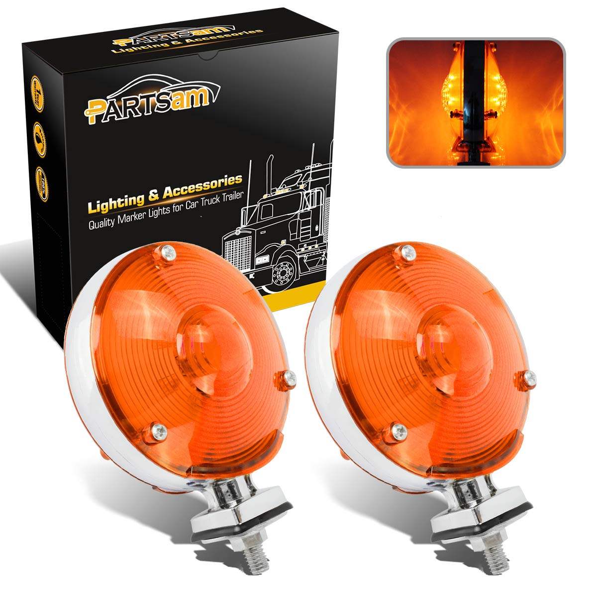 Partsam two-piece LED 4 inch round double-face star lights for trucks offer dual signaling