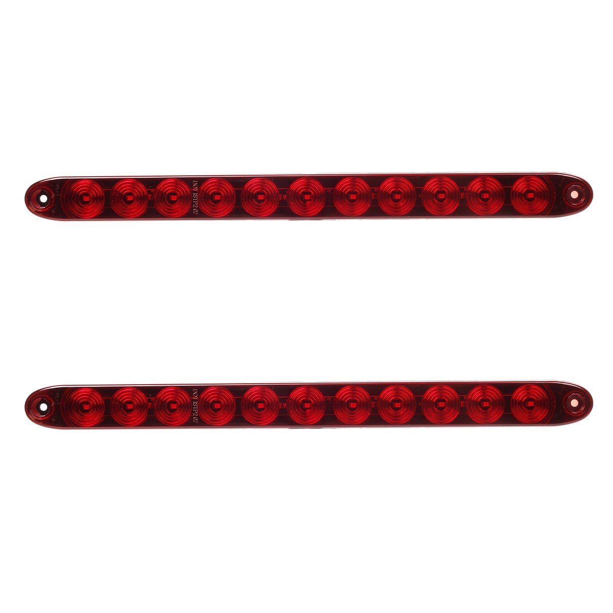 Partsam 2x red 15-inch LED trailer light bars provide full-length trailer signaling.