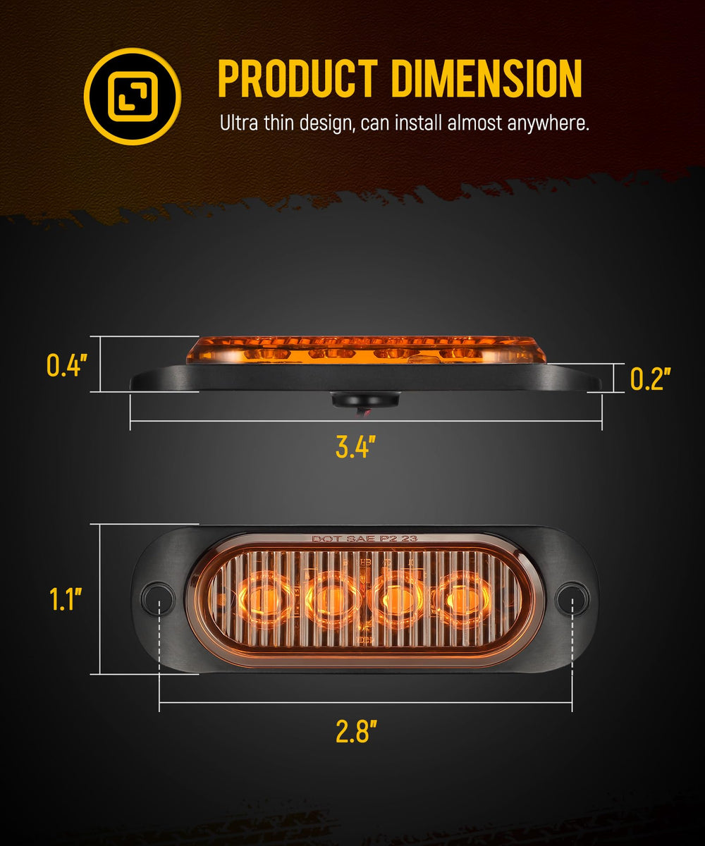 Partsam 3.4-inch red LED marker light in aluminum housing, heat dissipation emphasis