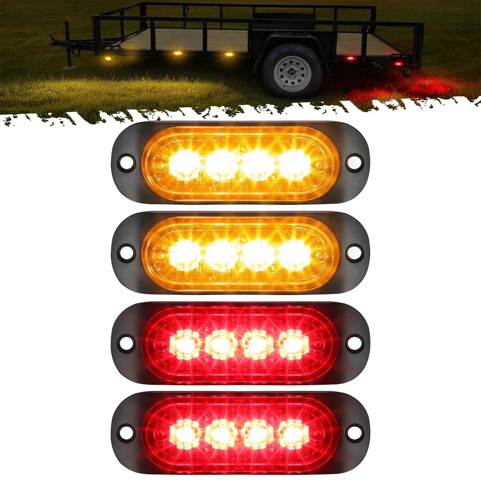 Partsam 3.4-inch red LED marker light, front view, high trailer visibility for night driving