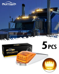 Partsam 31LED amber cab marker light close-up with chrome base for durability