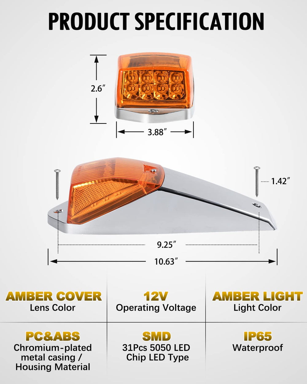 Partsam 31LED amber marker light offers universal fit for trailers and heavy-duty trucks
