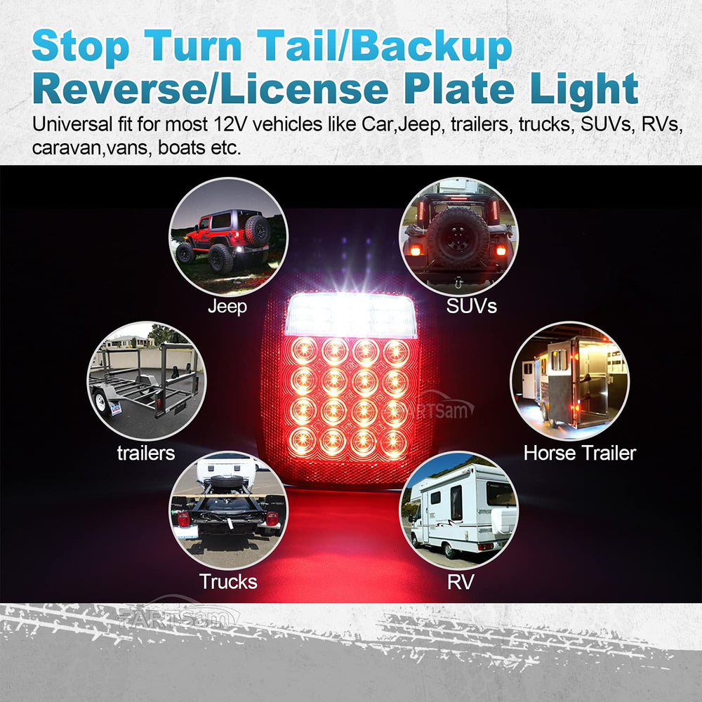 Partsam tail light wiring with four colors for versatile 12V setups.