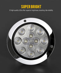 Partsam white round LED trailer light for reverse and back-up illumination.