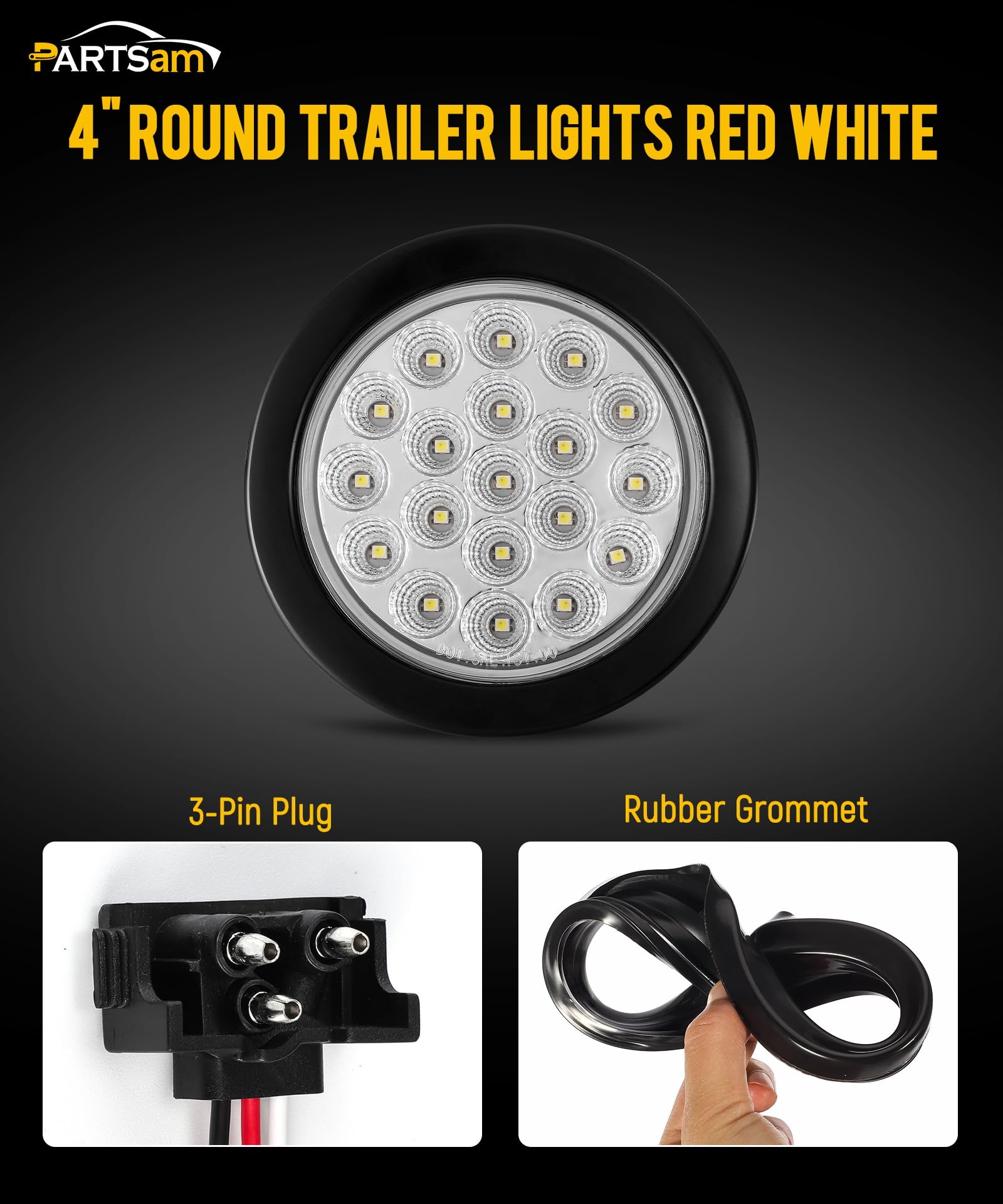 Partsam 4-inch round white backup light for reverse