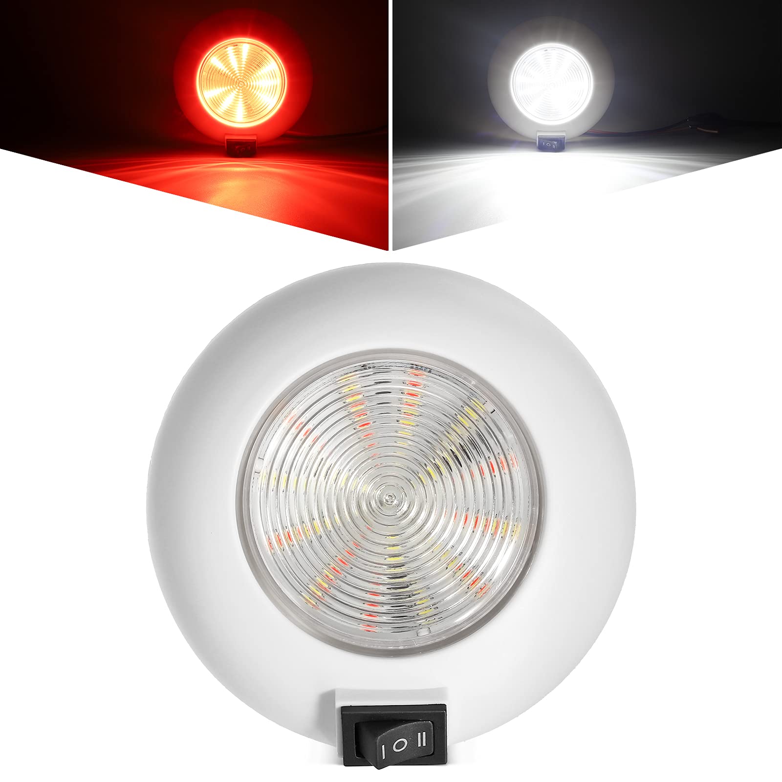 Partsam 4-inch round LED dome light mounted surface for versatile interior illumination.