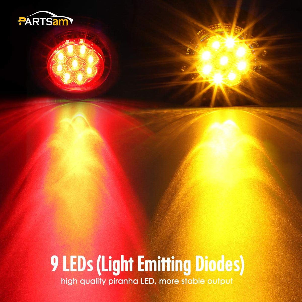 Partsam four-pack red 2-inch round LED lights for trailer signaling