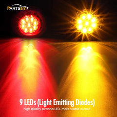 Partsam four-pack red 2-inch round LED lights for trailer signaling