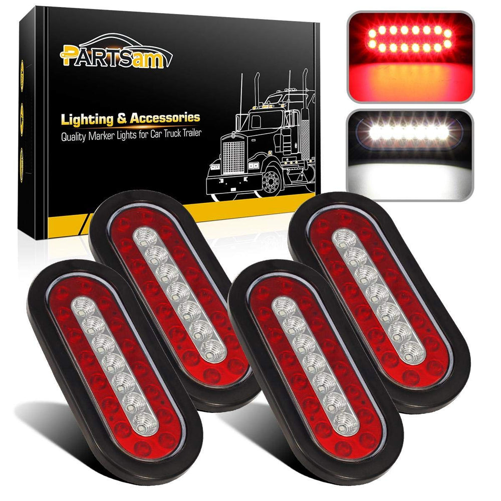 Partsam 4Pcs 6.3-inch oval taillights kit, bright dual-mode LEDs for clear signaling.