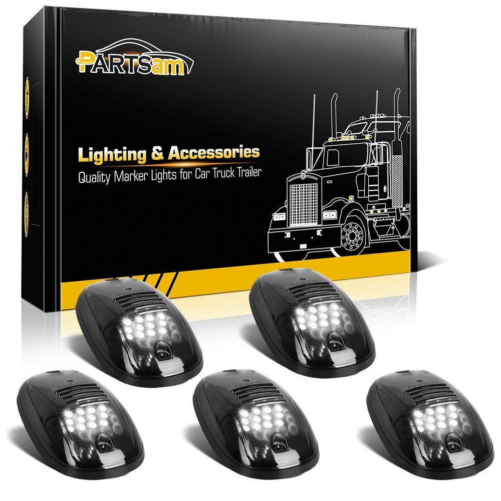 Partsam 5pcs 12LED smoked-lens markers for Dodge Ram improve night visibility.