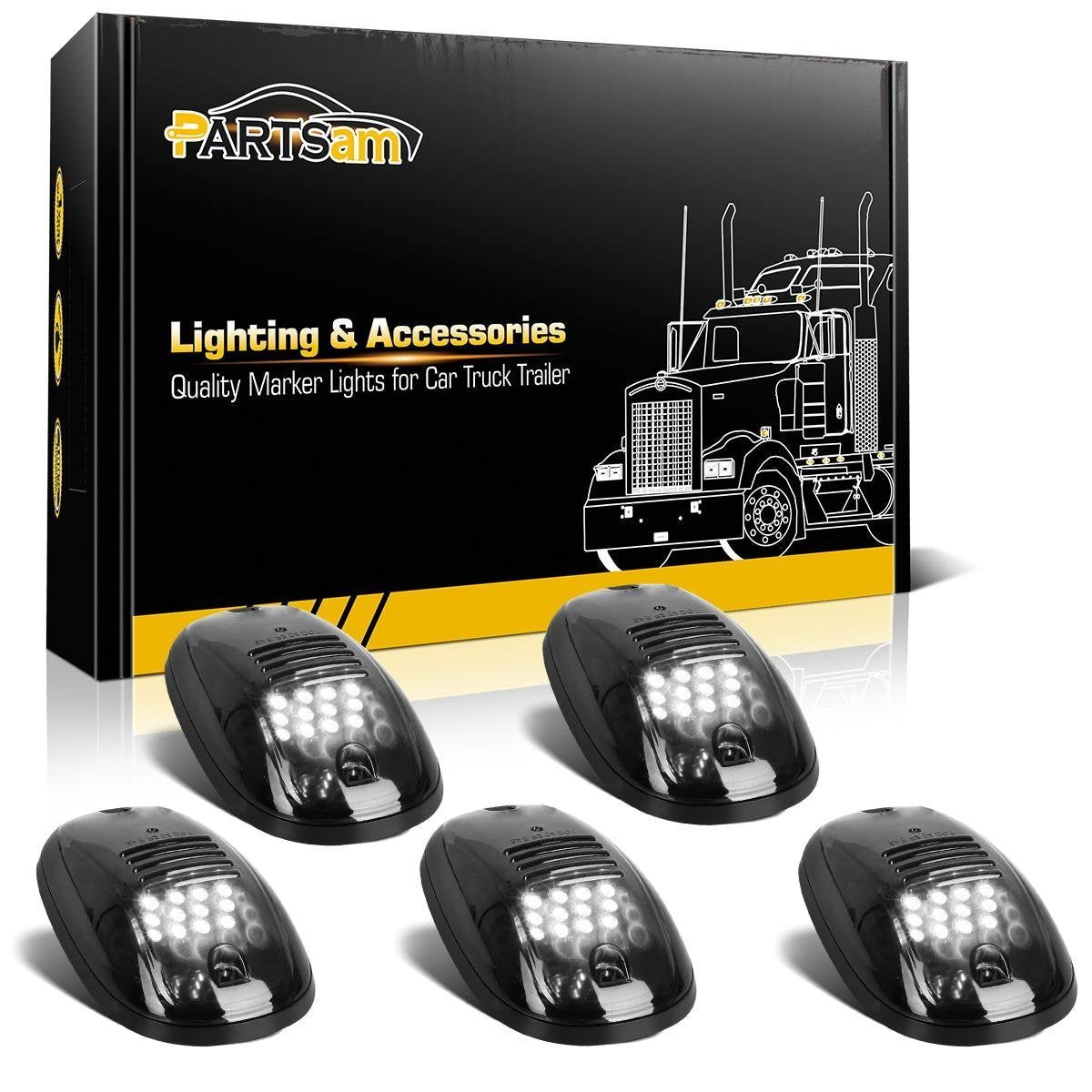 Partsam 5pcs 12LED smoked-lens markers for Dodge Ram improve night visibility.