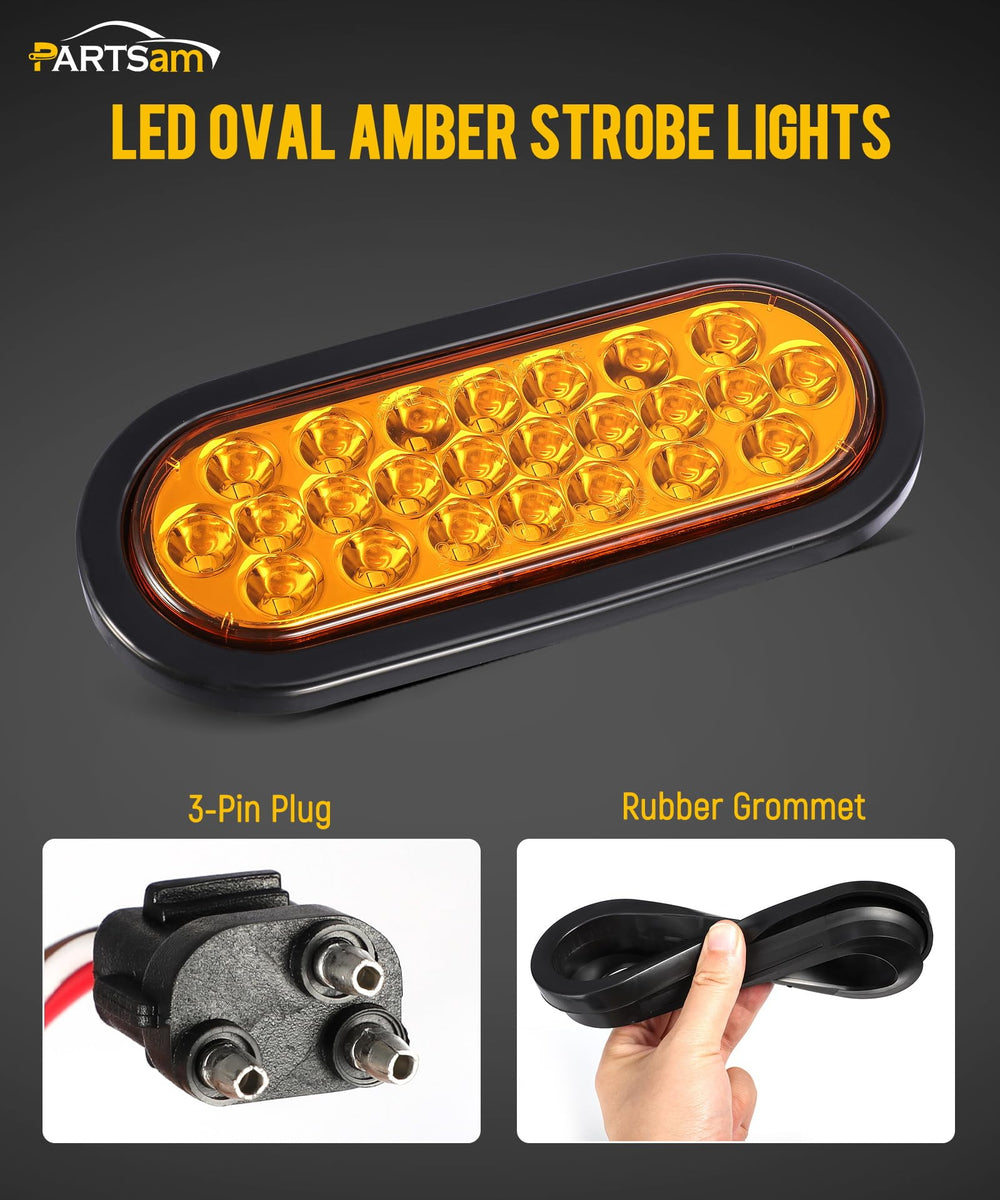 Partsam oval LED strobe light side view for profile clarity
