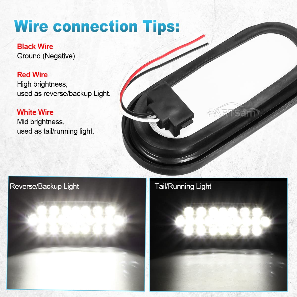 Partsam 6-inch oval LED stop light for reliable rear visibility on work vehicles.