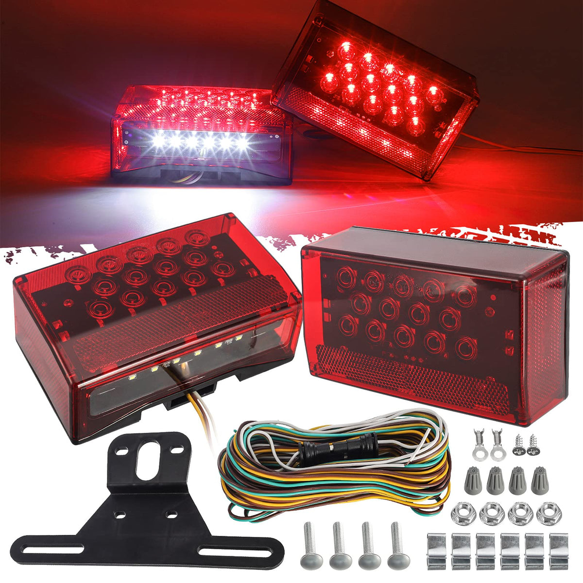 Partsam 6-inch rectangular LED tail light front view showing signaling clarity