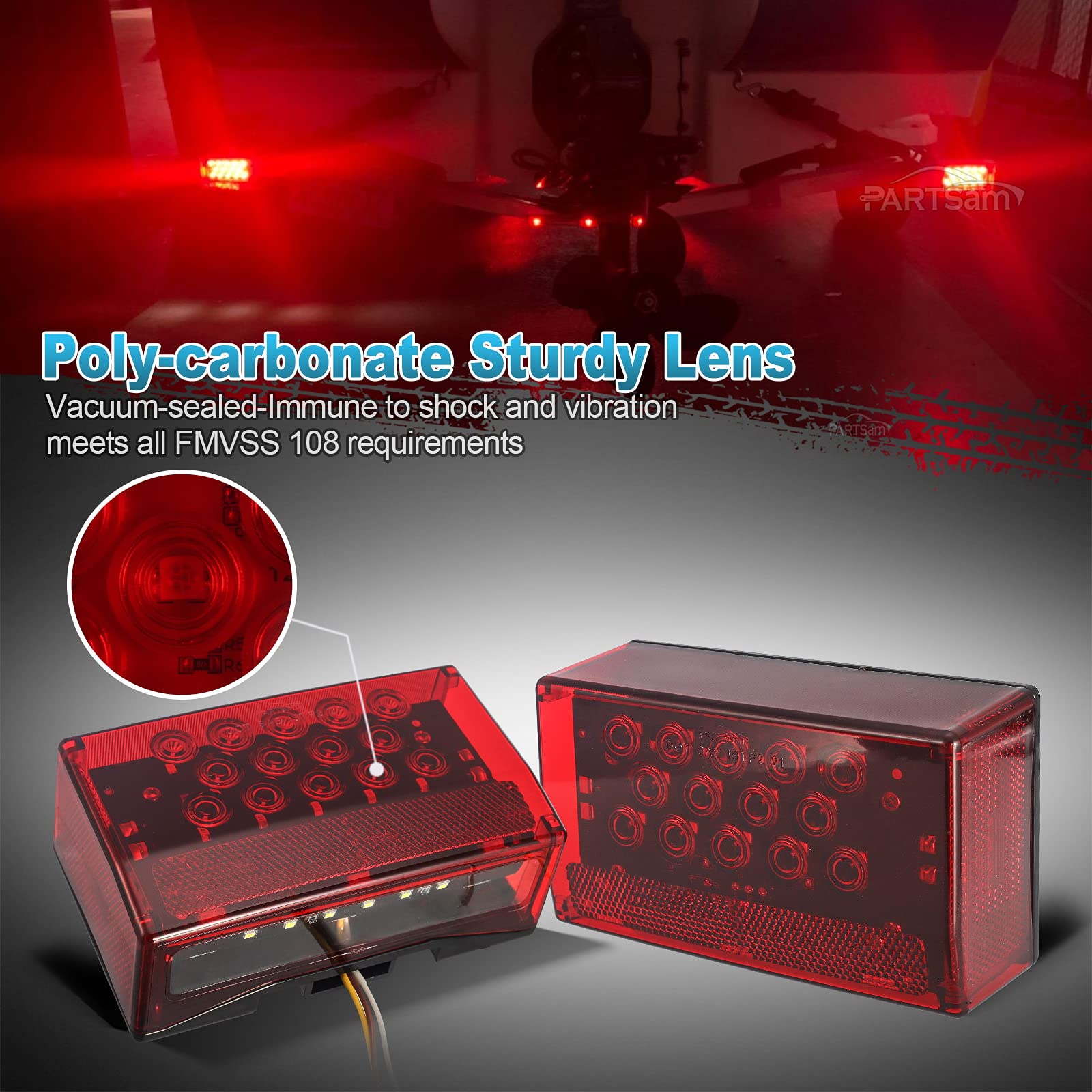 Partsam tail light with side marker for enhanced trailer visibility