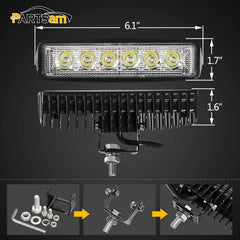 Partsam 6-inch LED light bar side view highlights rugged housing