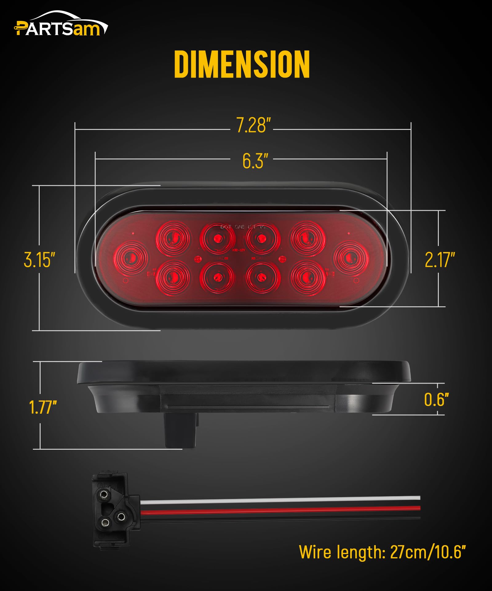 Partsam six-inch oval tail light offers versatile mounting options