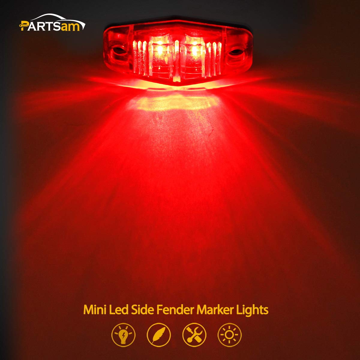 Partsam red marker light back-view showing back-wire entry for easy installation.