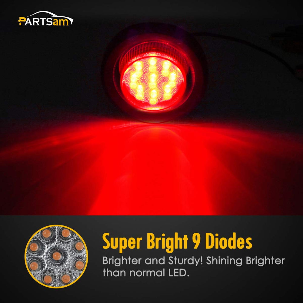 Partsam 9-LED trailer light with grommet for bright, energy-efficient signaling.