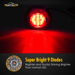 Partsam 9-LED trailer light with grommet for bright, energy-efficient signaling.
