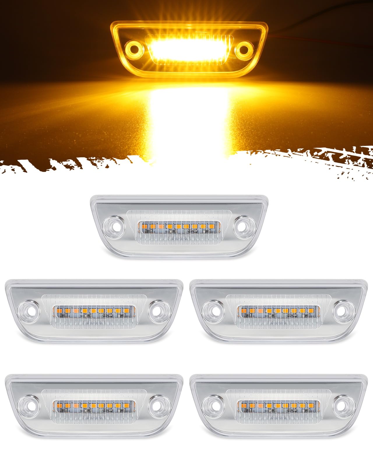Partsam 9-LED cab light front with clear lens enhances night visibility on Peterbilt trucks.