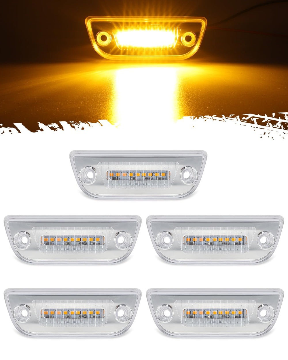 Partsam 9-LED cab light front with clear lens enhances night visibility on Peterbilt trucks.