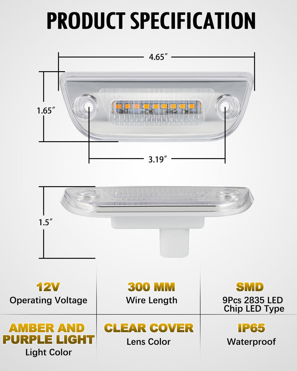 Partsam 9-LED cab light for heavy trucks and trailers enhances signaling.