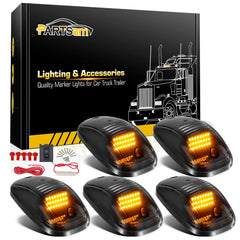 Partsam amber 24 LED smoke cab light assembly enhances signaling on trucks.