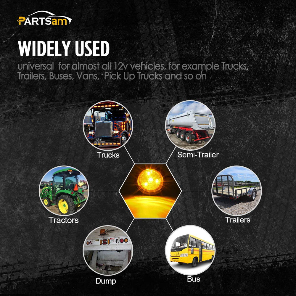 Partsam amber 2in marker light kit includes grommet and pigtails