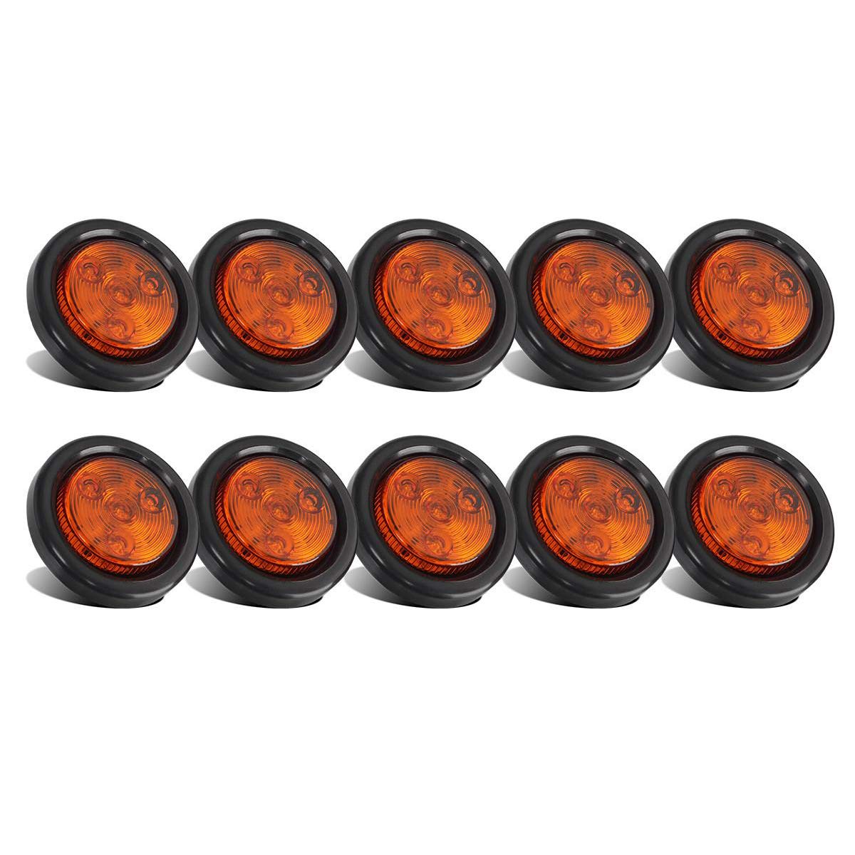 Partsam amber 2in round LED marker light, front view, enhanced trailer visibility