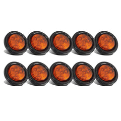 Partsam amber 2in round LED marker light, front view, enhanced trailer visibility