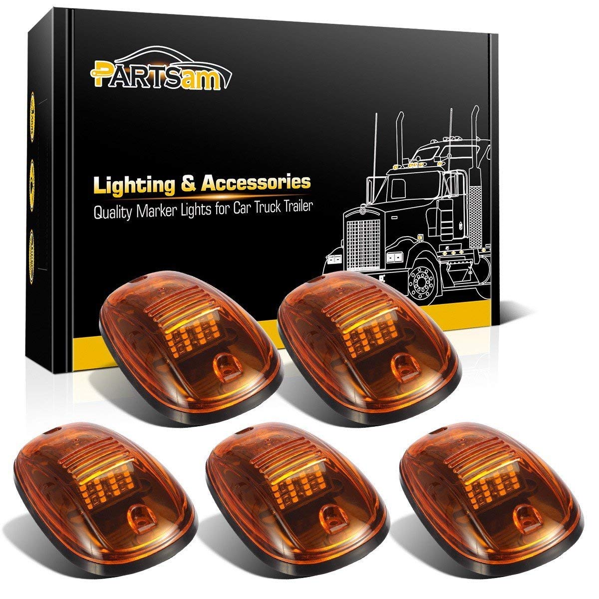 Partsam amber cab light top-roof assembly shown on Ram for improved night visibility