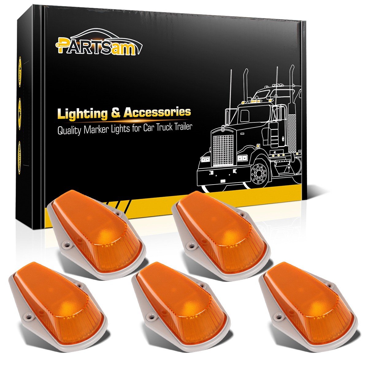 Partsam amber cab marker light covers for F-Series trucks