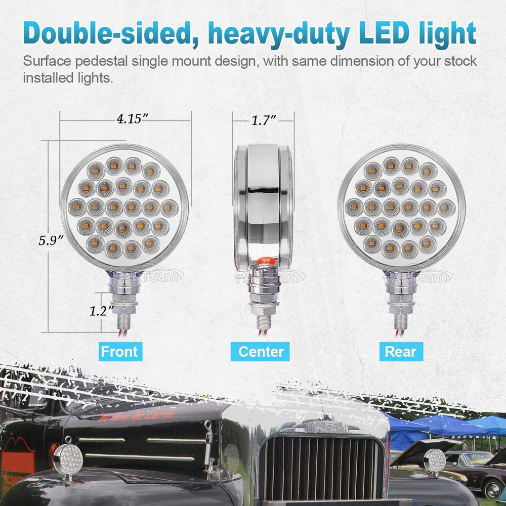 Partsam amber forward and red rear lighting, enhances fender and bumper safety.
