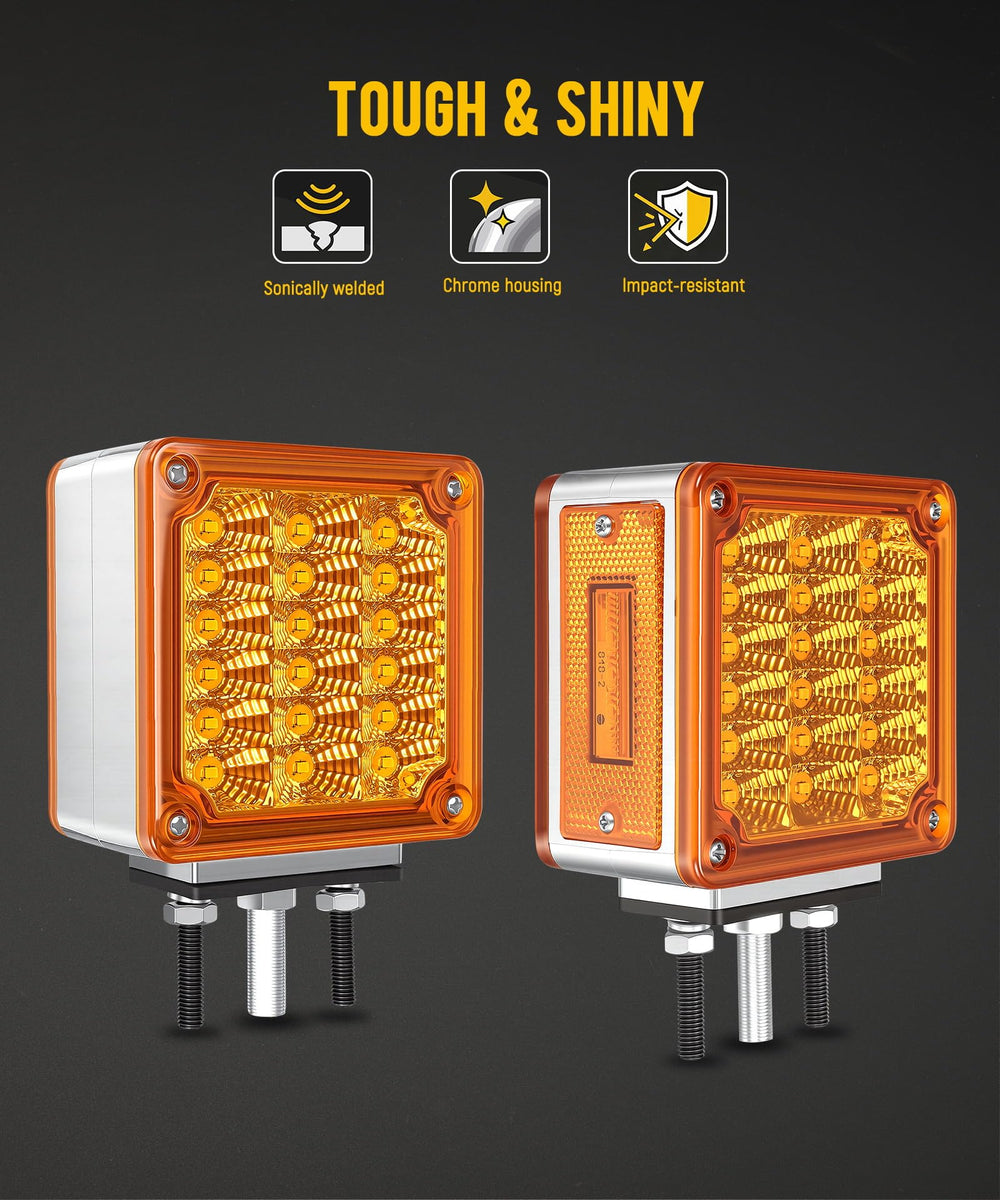 Partsam amber front-and-rear light serves as versatile side marker.