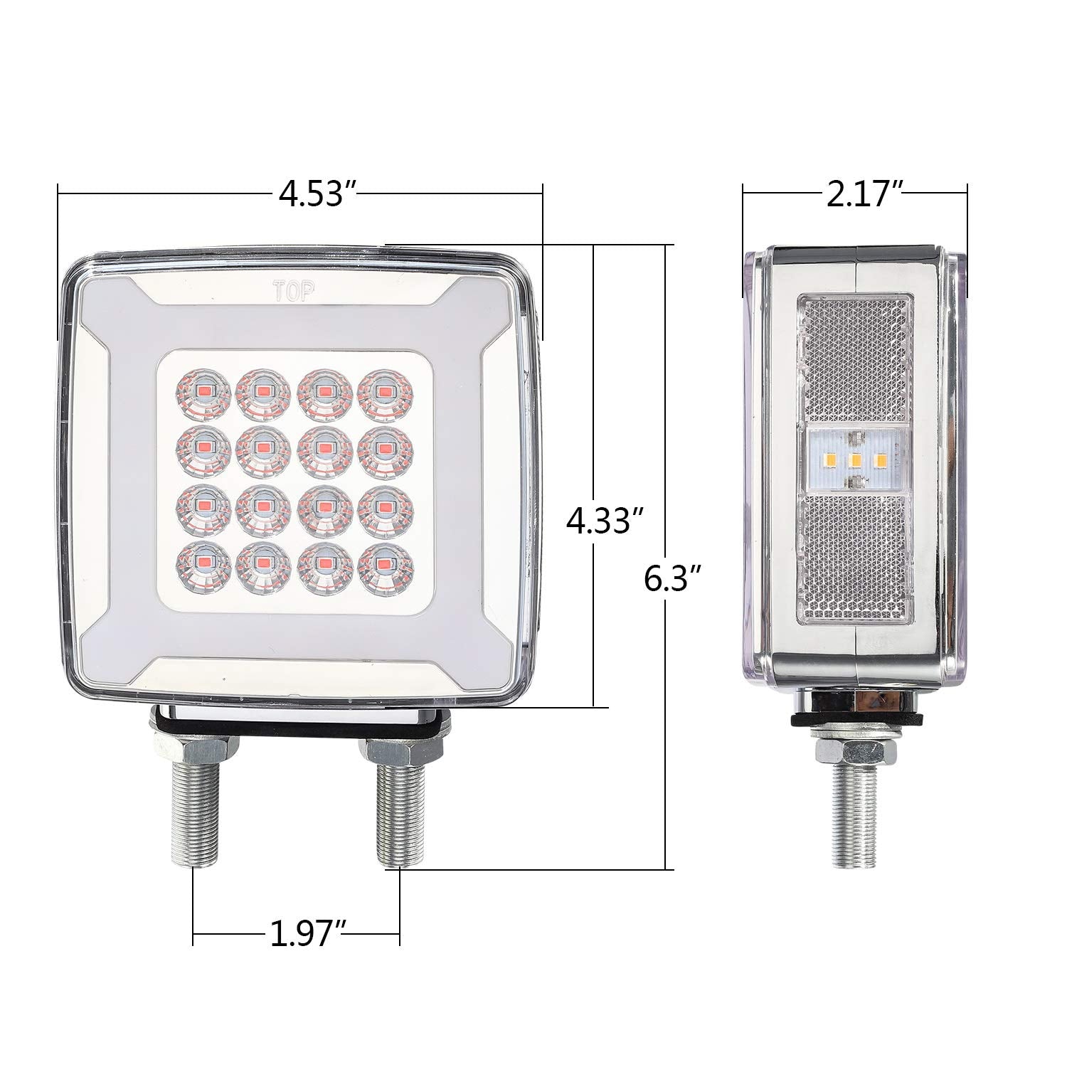 Partsam amber front turn signal square LED for quick lane changes.