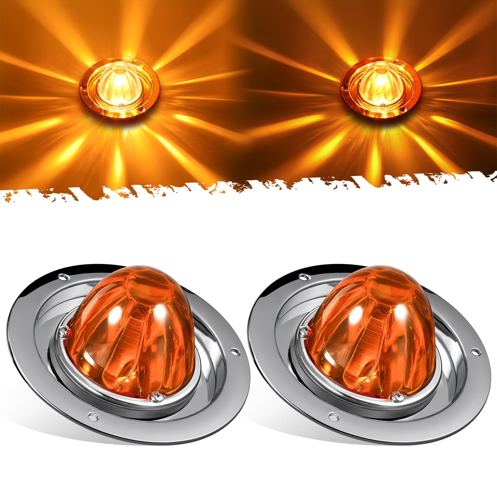 Partsam amber glass watermelon light side marker enhances truck visibility.