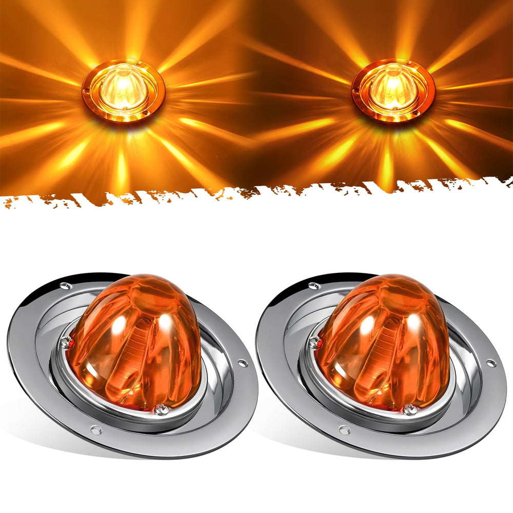 Partsam amber glass watermelon light side marker enhances truck visibility.