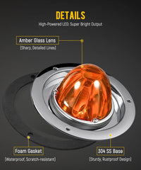 Partsam amber watermelon light turn signal with glass lens for sharp signaling.