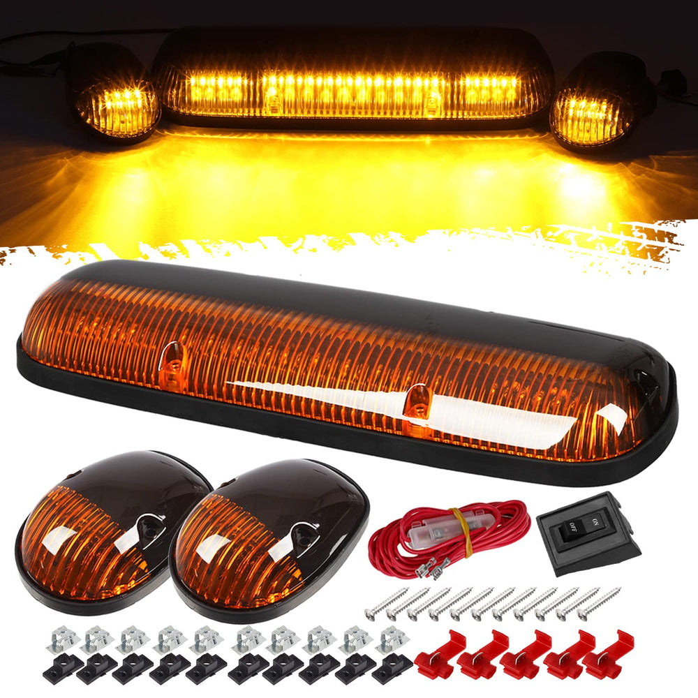 Partsam amber LED cab light three-pack for improved night visibility.