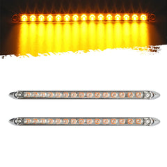 Partsam 12-inch amber light bar front view with chrome bezel for enhanced trailer visibility