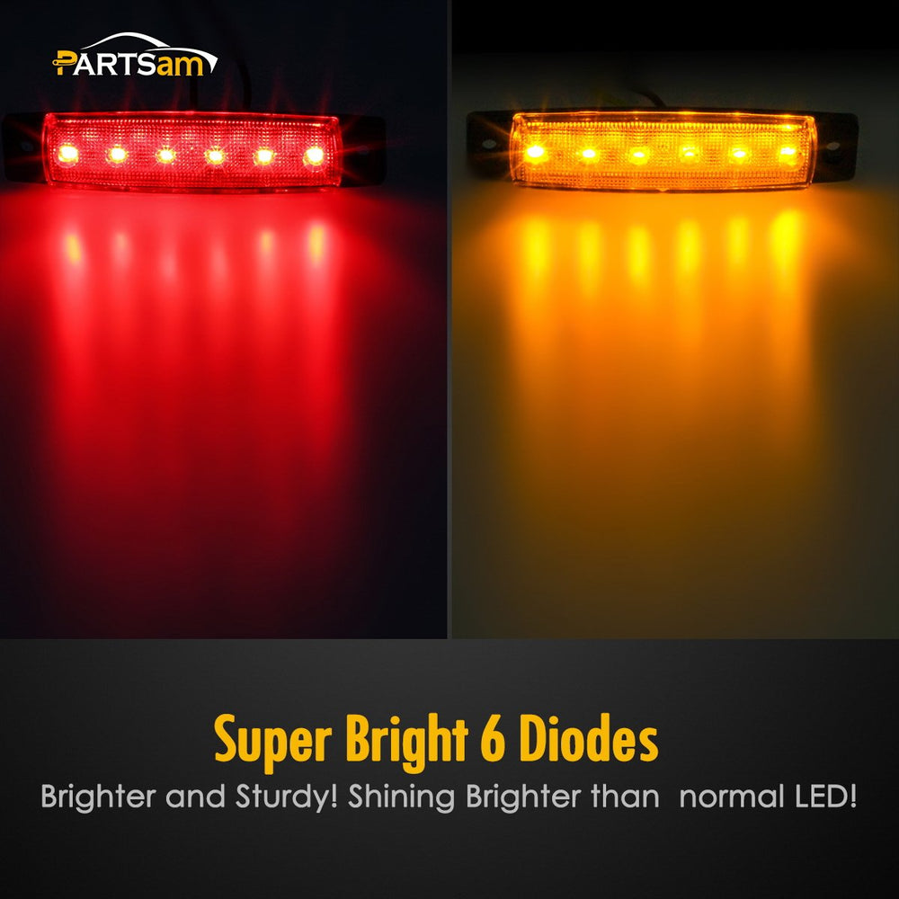 Partsam amber close-up shows six high-intensity LEDs.