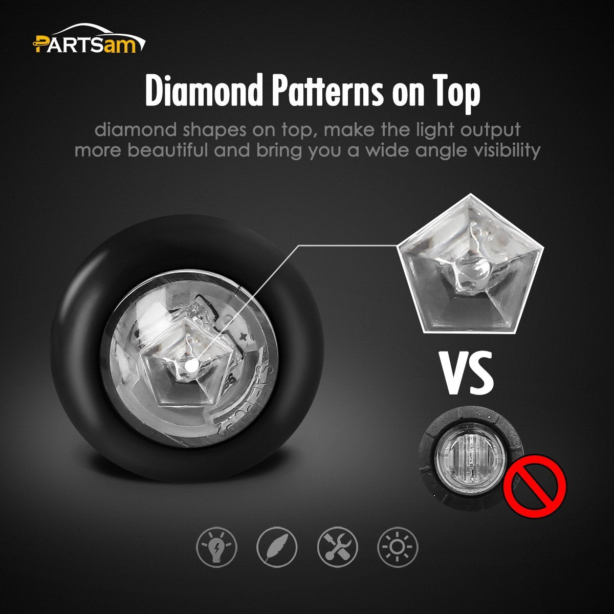 Partsam amber LED side marker 4 is waterproof and dustproof for outdoor use.