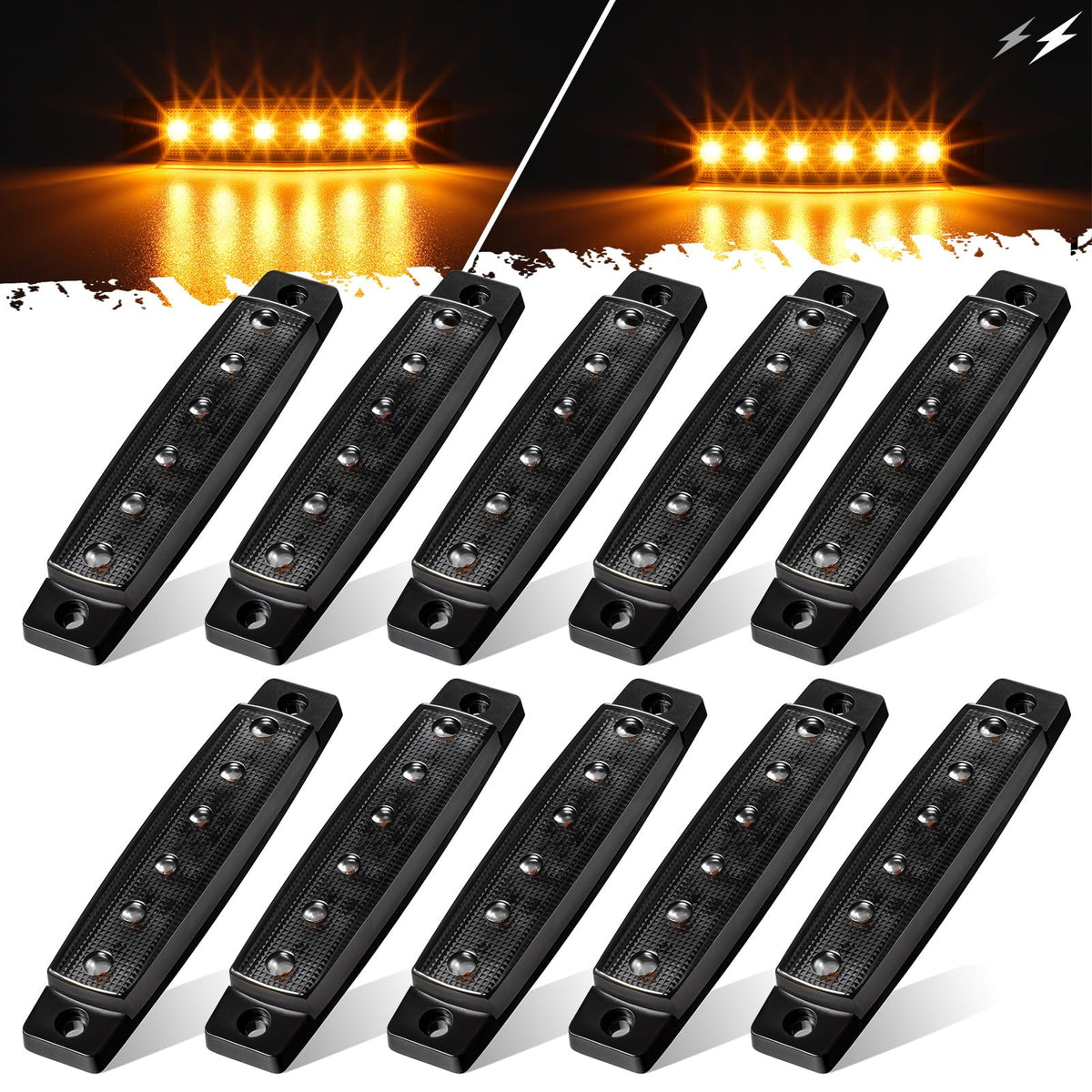 Partsam amber LED strobe light 3.8 inch for increased trailer visibility at night.