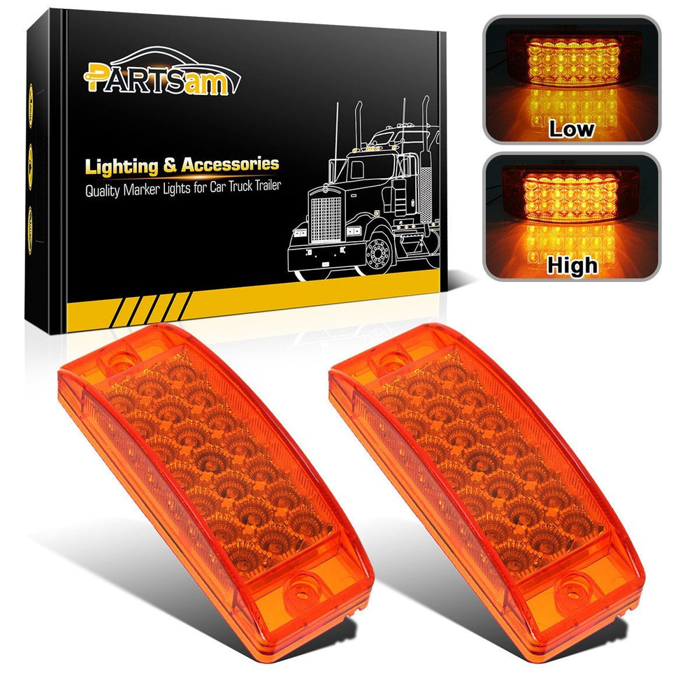 Partsam amber 6x2 inch rectangle marker light for trailers with 3-wire turn signal capability.