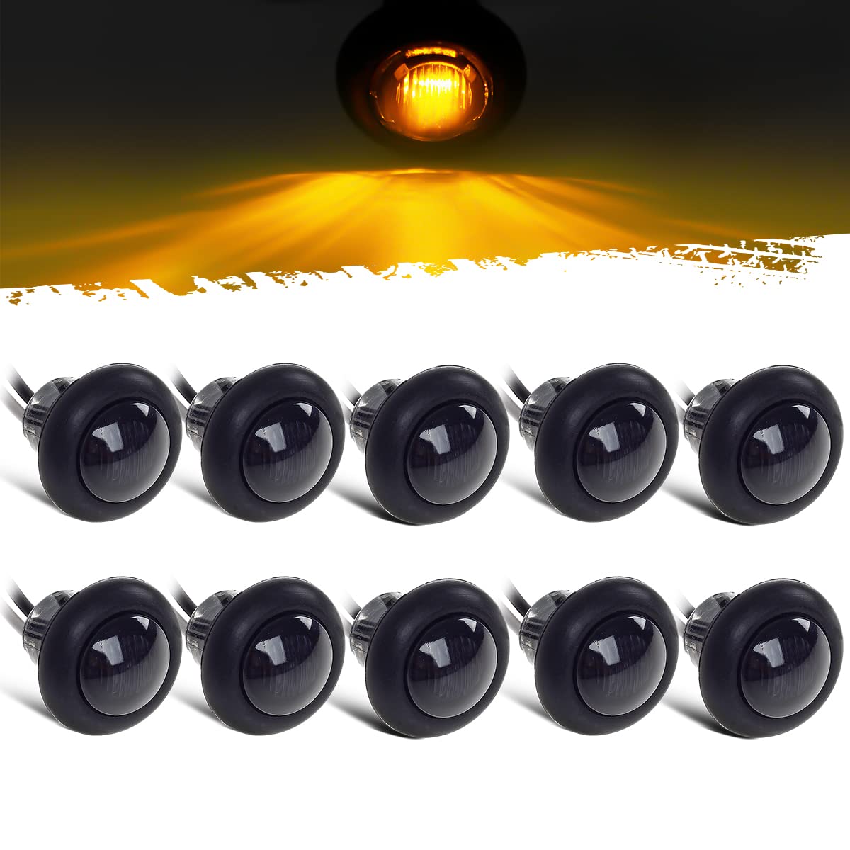 Partsam amber round LED marker light with smoked lens improves trailer visibility.
