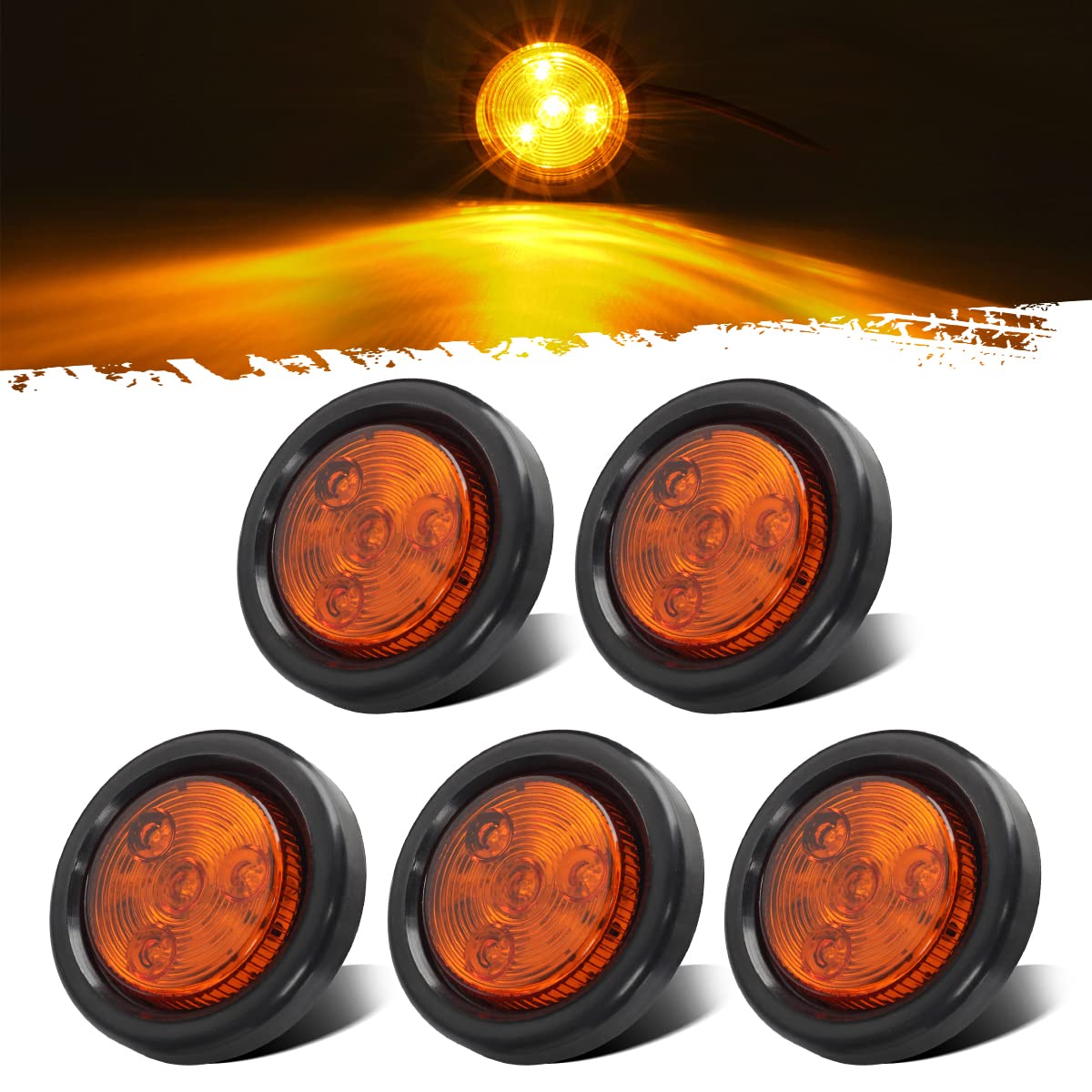 Partsam amber round sealed light for 2-inch trailer side marker